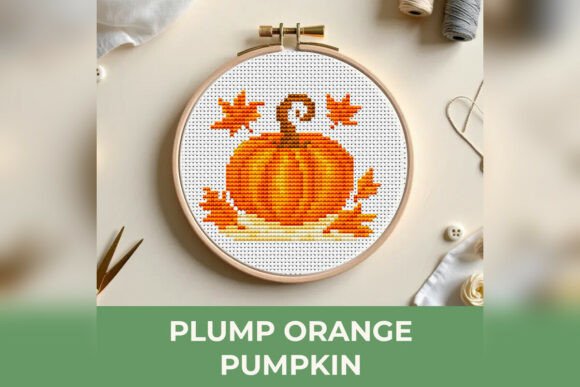 Plump Orange Pumpkin Cross Stitch Patter