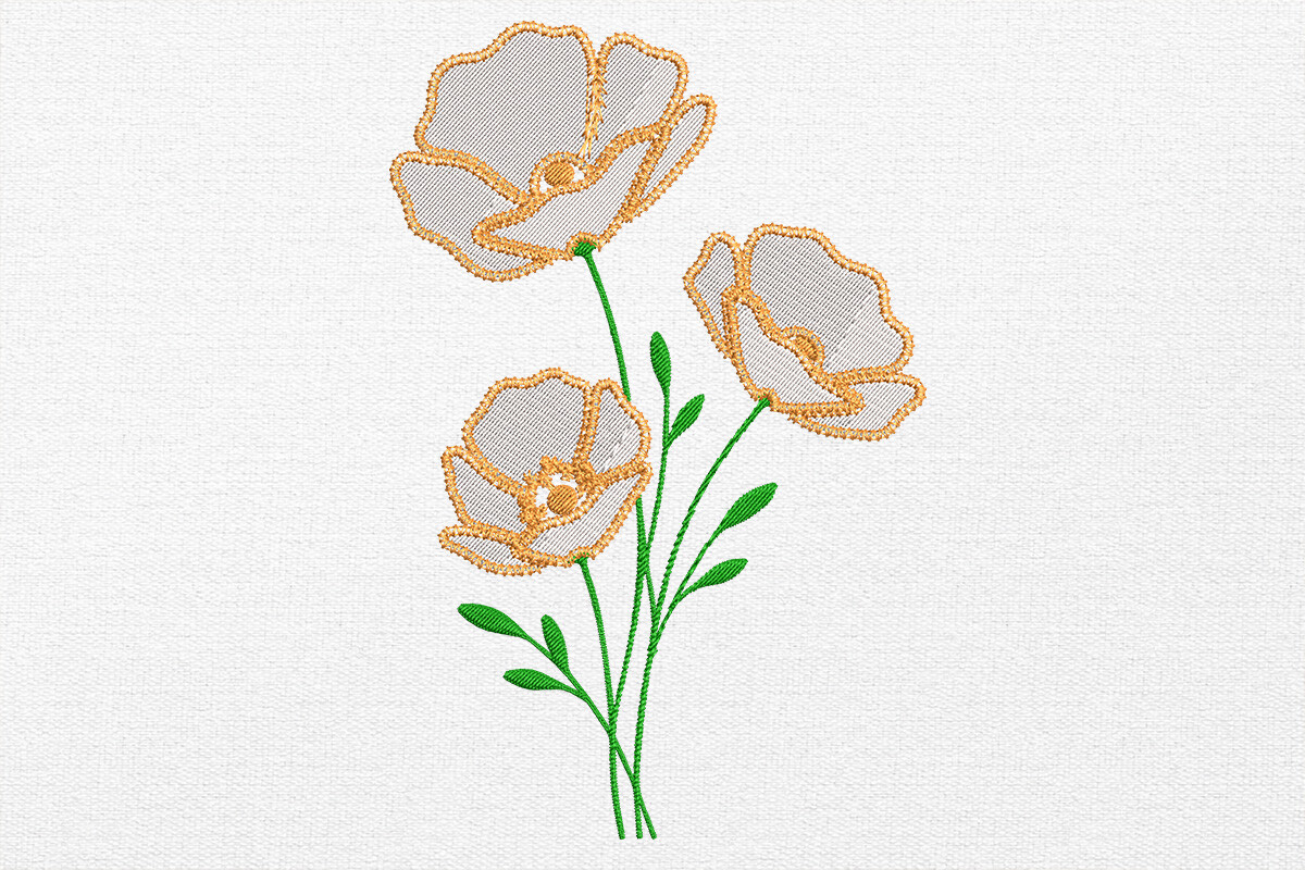 Poppy Flower Embroidery Design