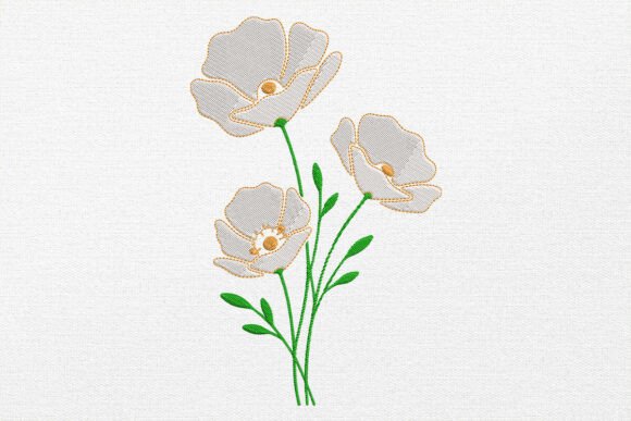 Poppy Flower Embroidery Design
