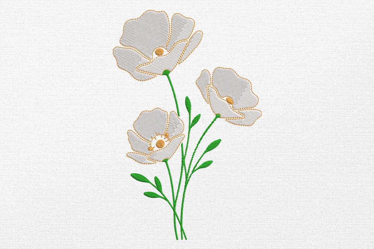 Poppy Flower Embroidery Design