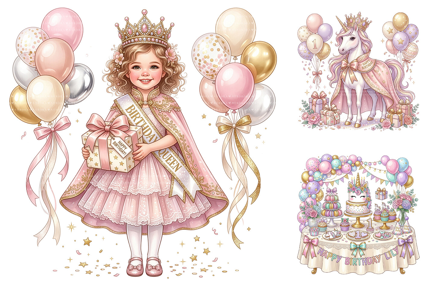 Princess Unicorn Birthday Clipart PNG Graphic by Aspect_Studio ...