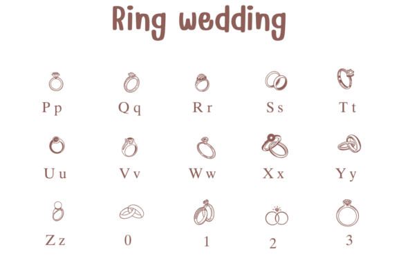 Ring Wedding Font PNG with transparent background - Preview 2
