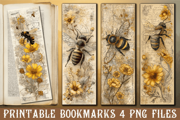Rustic Sketch Bee Sunflower Bookmark