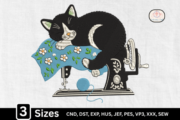 Sewing Machine Sleeping Cat