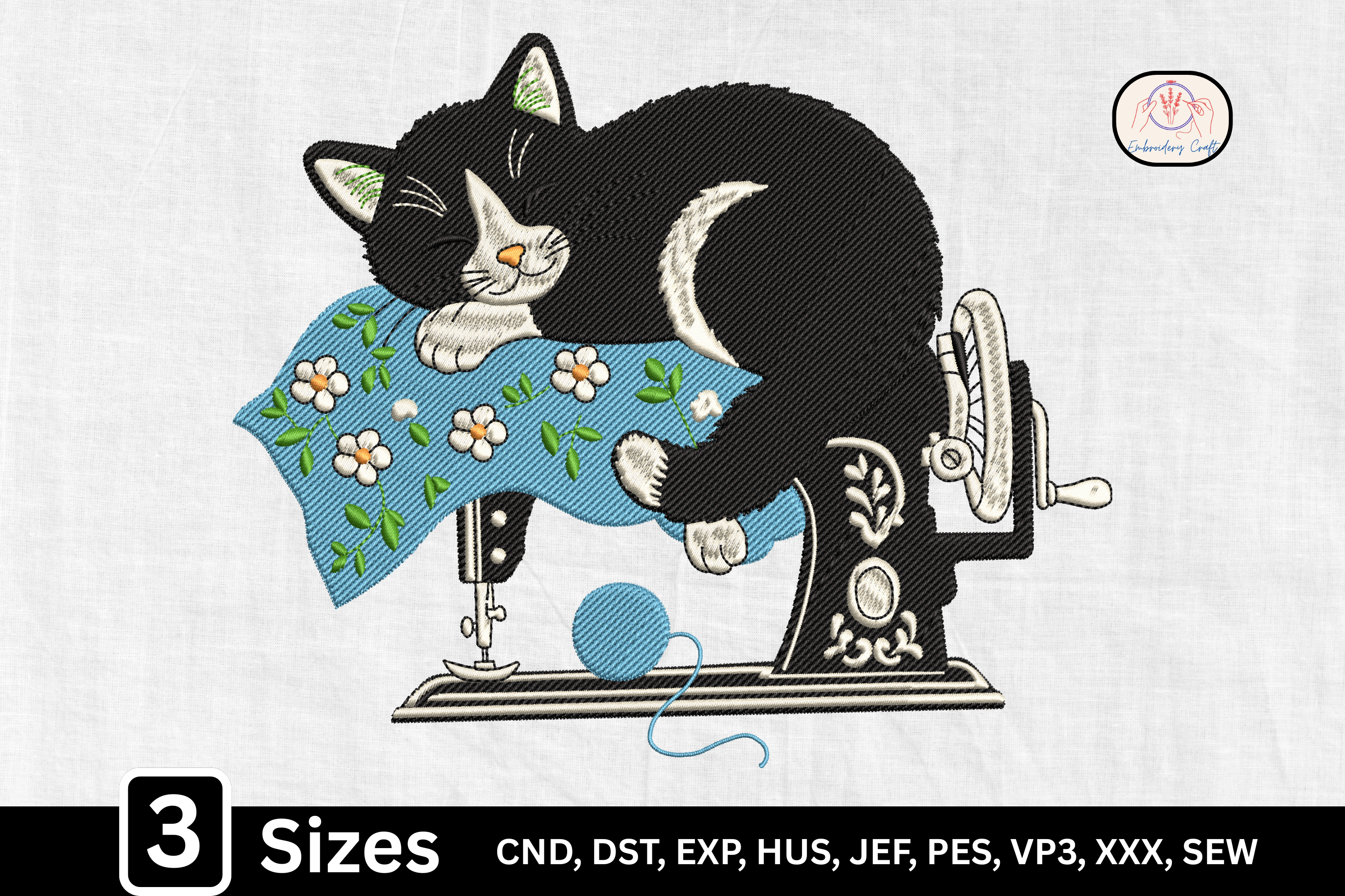 Sewing Machine Sleeping Cat