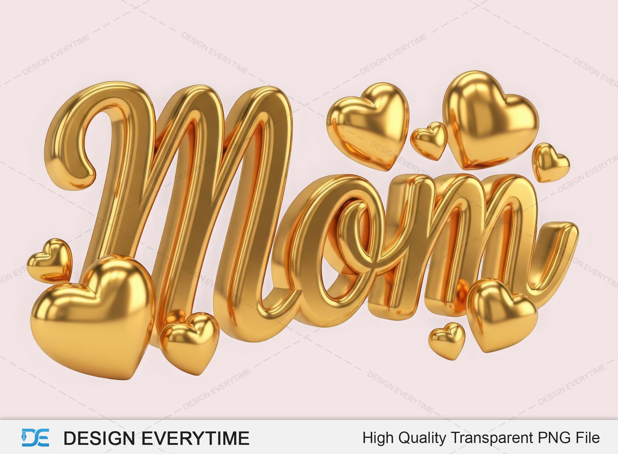 Shiny Gold Mom Text with Hearts Graphic by DesignEverytime · Creative ...
