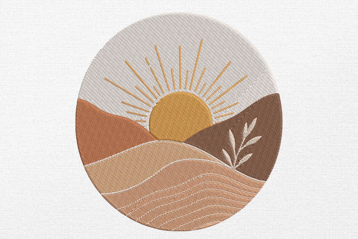 Sunrise Landscape Embroidery Design