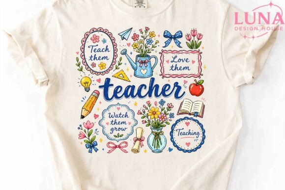Teacher Appreciation Floral PNG Clipart Graphic T-shirt Designs By LunaDesignHouse