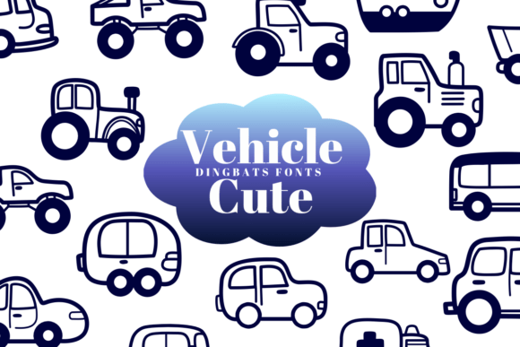 Preview of Vehicle Cute dingbat font