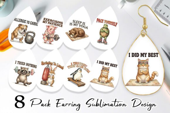 Vintage Sarcastic Gym Animal PNG Earring
