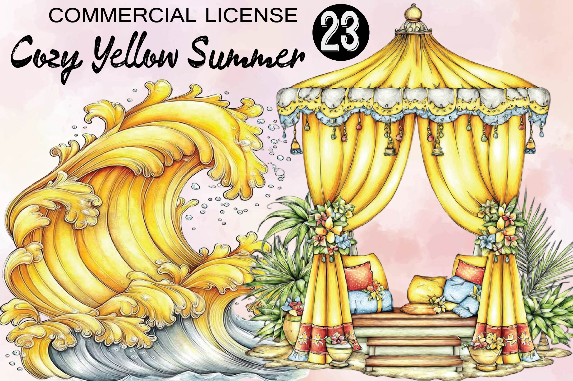 Watercolor Cozy Yellow Summer Clipart Graphic by SVGArt · Creative Fabrica