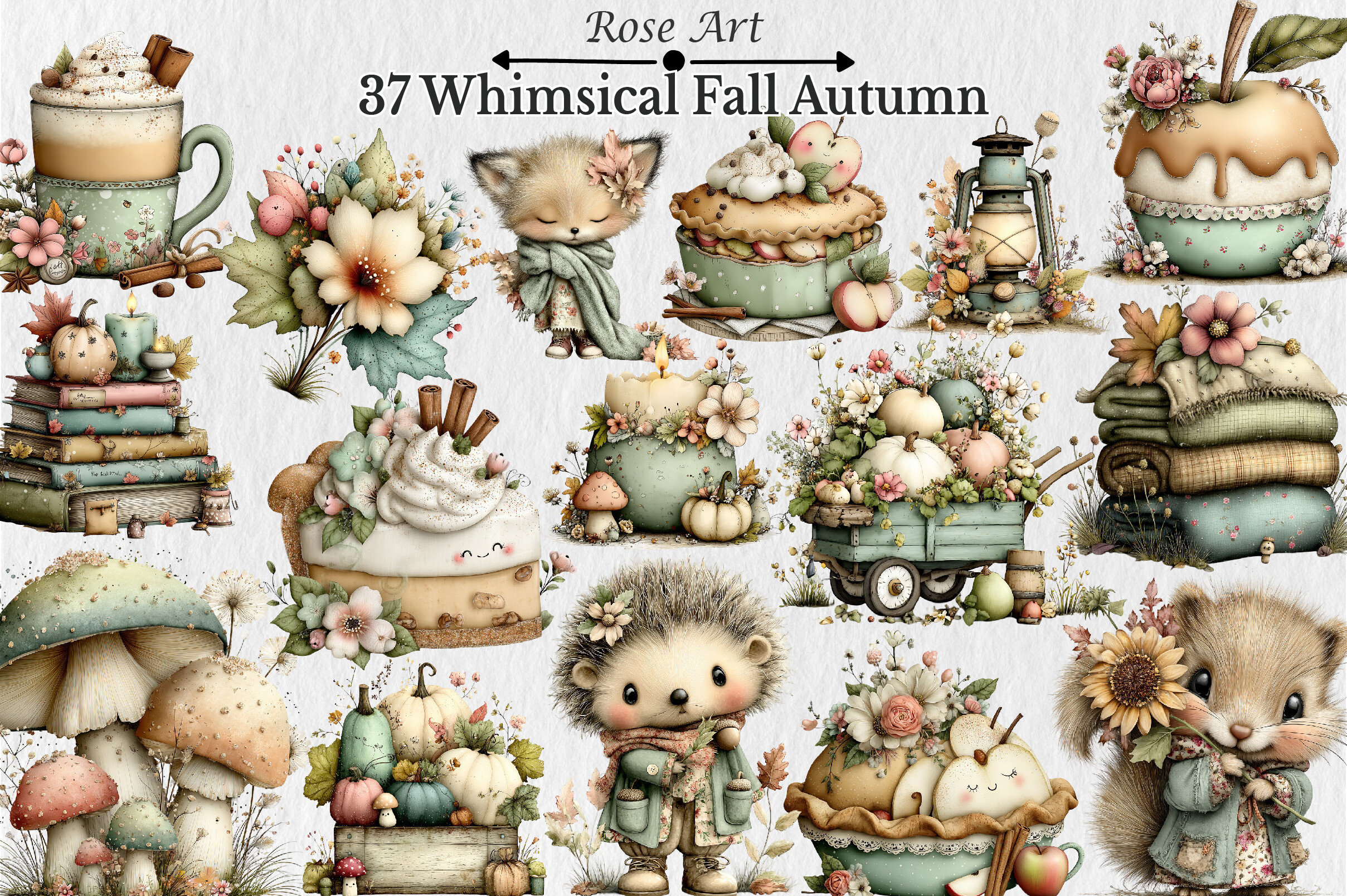 Whimsical Fall Autumn Clipart Graphic by Rose Art · Creative Fabrica