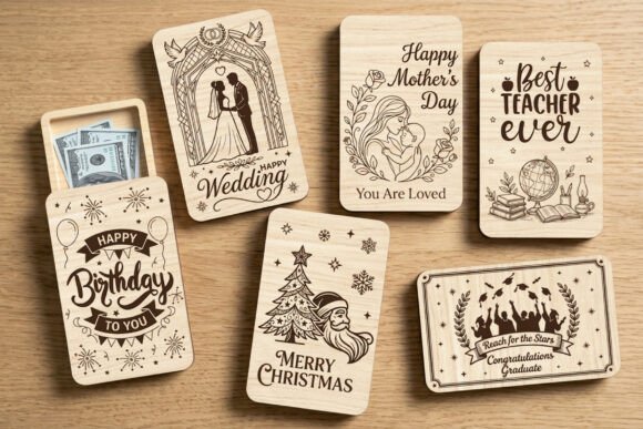 Wooden Gift Card Money Holder Bundle