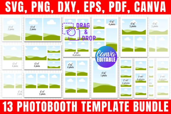13 Photobooth Template Editable Bundle