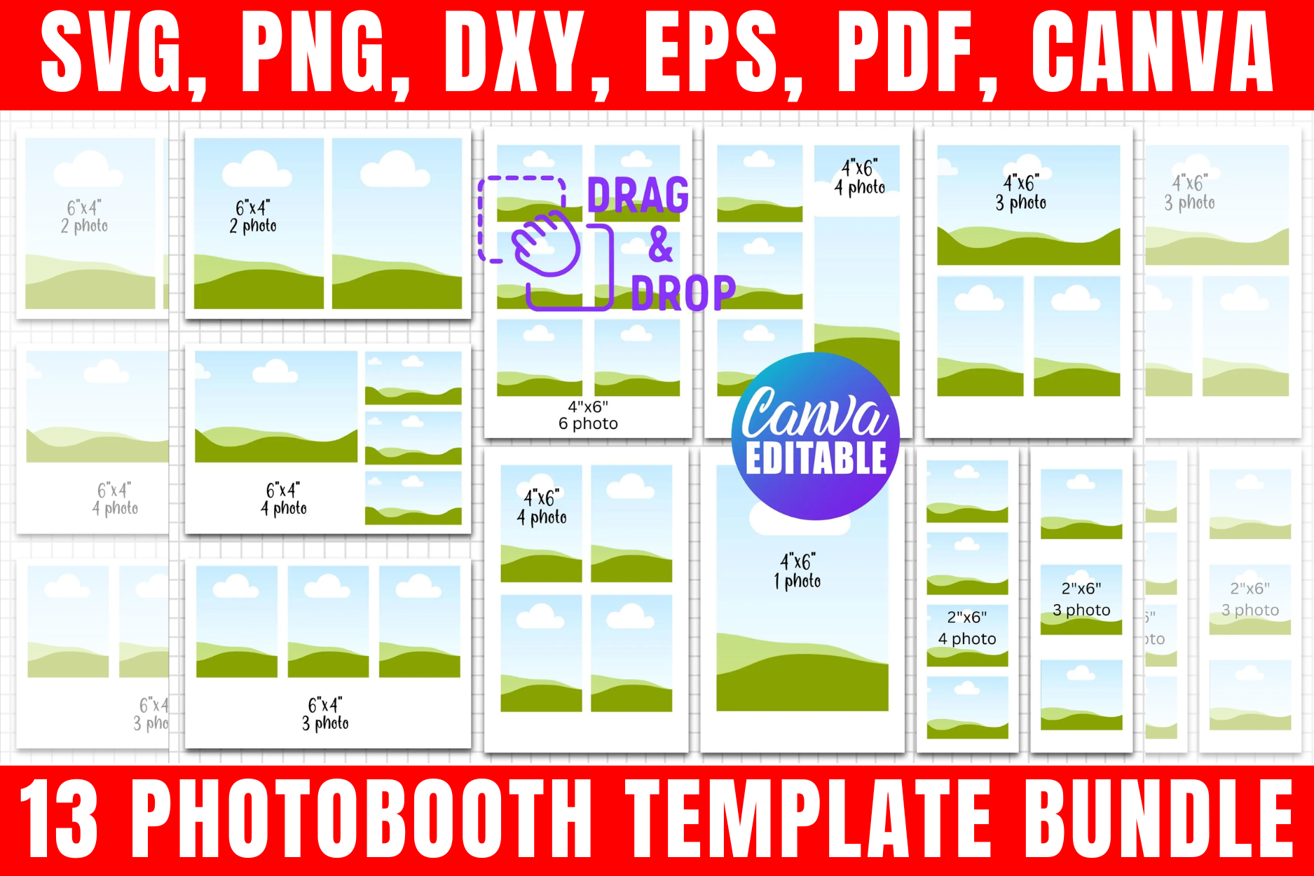 13 Photobooth Template Editable Bundle