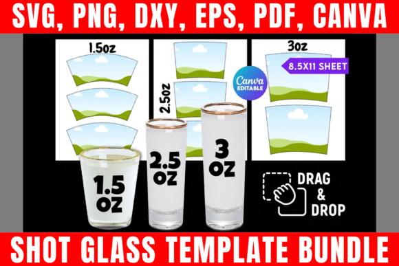 1.5oz Shot Glass Template Bundle