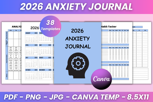2026 Anxiety Journal Kdp Interior Graphic by DIGITAL PRINT BOX ...
