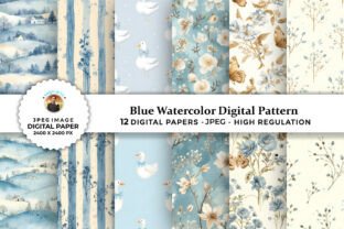 Blue Watercolor Digital Patterns Graphic by sagorarts · Creative Fabrica