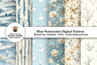 Blue Watercolor Digital Patterns Graphic by sagorarts · Creative Fabrica