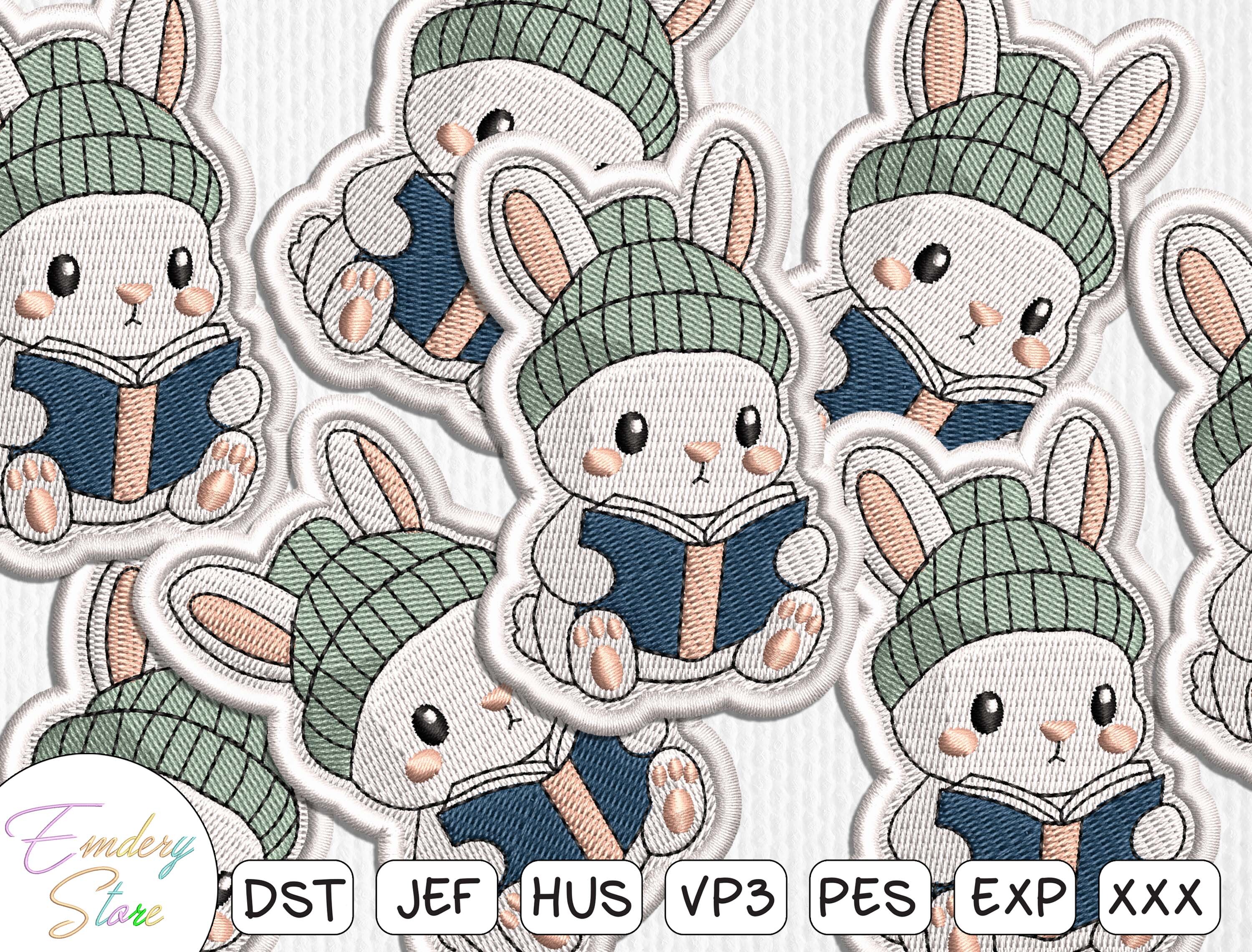 Bunny Reading Book Embroidery Patch