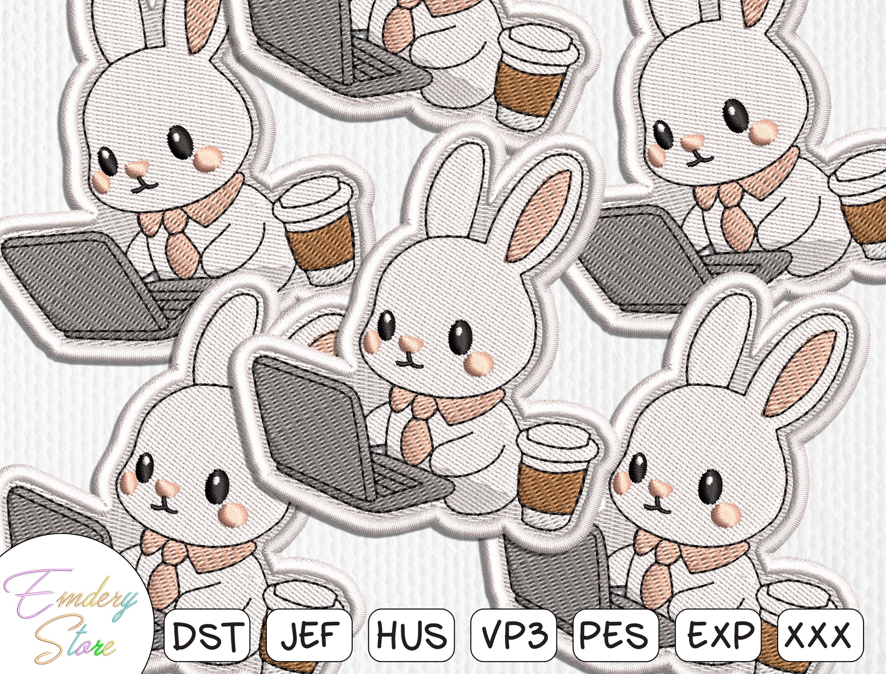 Bunny with Headphones Embroidery Patch