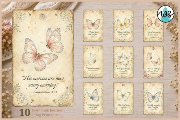 Butterfly Faith Junk Journal Tags Bible