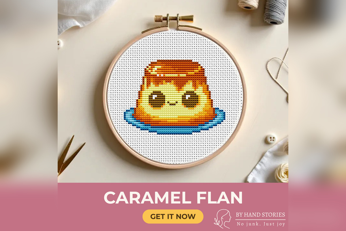 Caramel Flan Cross Stitch Pattern PDF