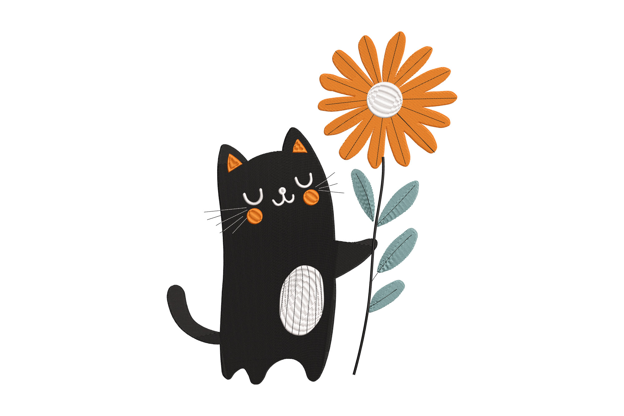 Cat with Flowers