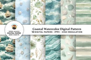 Coastal Watercolor Digital Patterns Graphic by sagorarts · Creative Fabrica