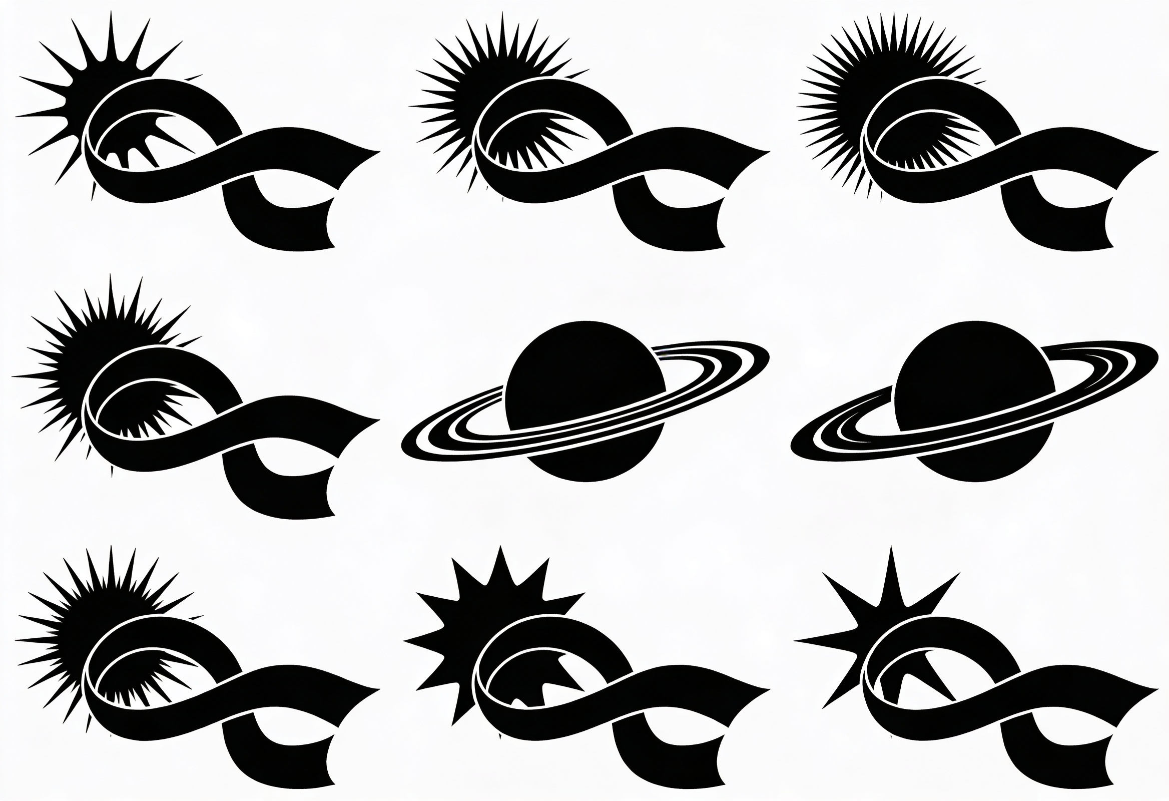 Cosmic Sun Ribbon Saturn SVG Clipart