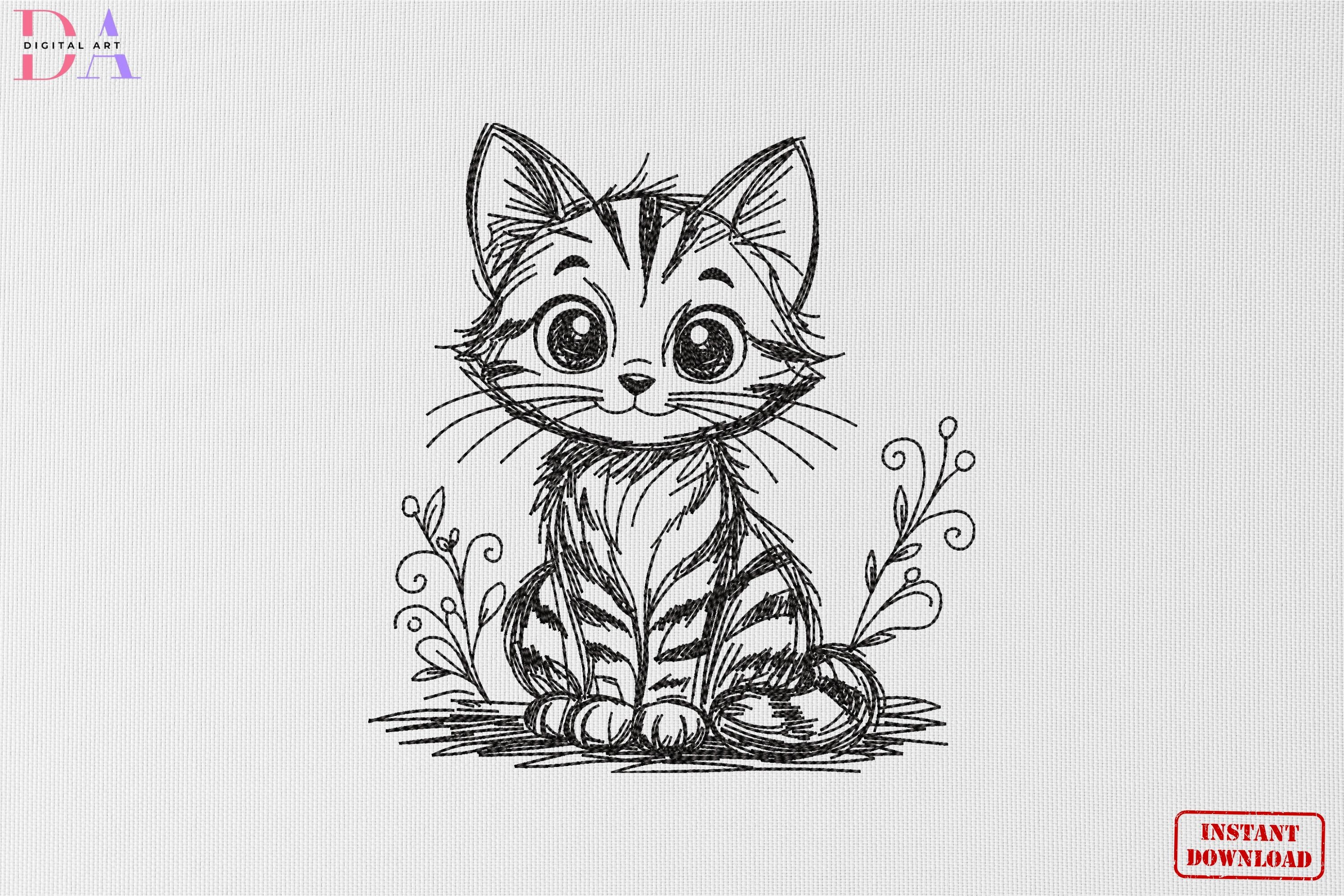 Cute Baby Cat Sketch Animal Art