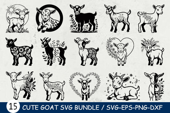 Cute Baby Goat SVG Bundle, Farm Goat SVG Graphic by BlackCatArea ...