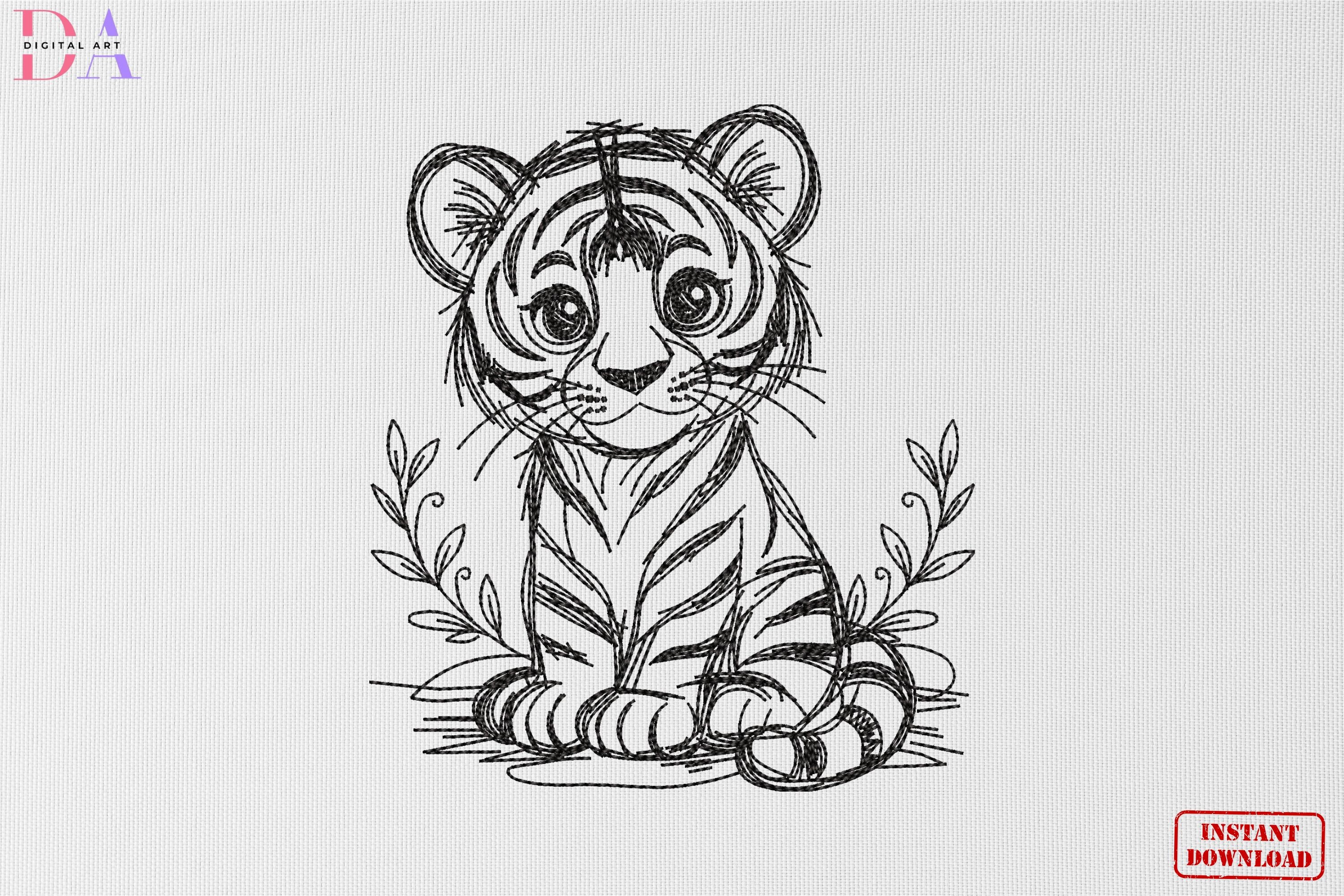 Cute Baby Tiger Sketch Animal Art