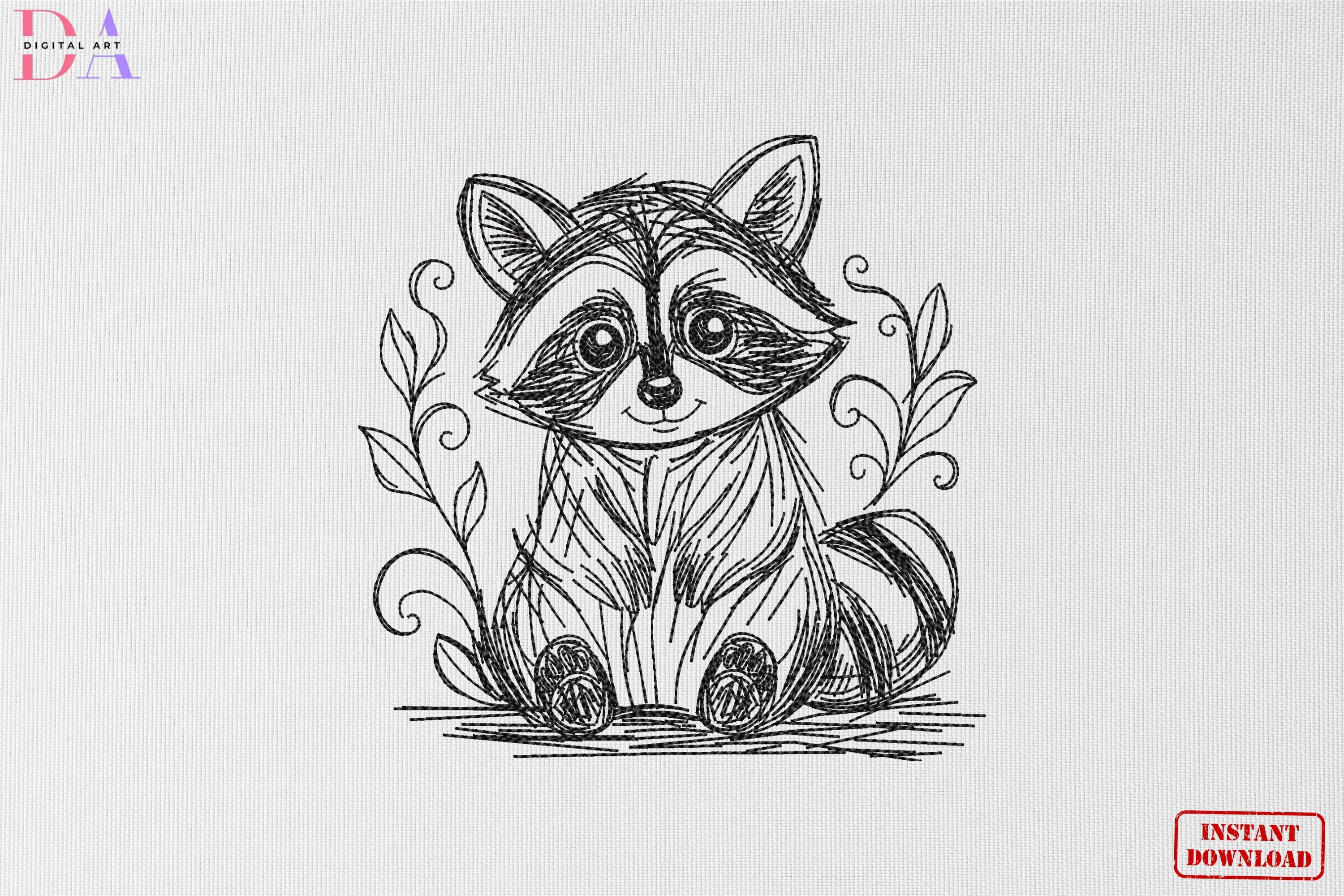 Cute Raccoon Sketch Forest Animal