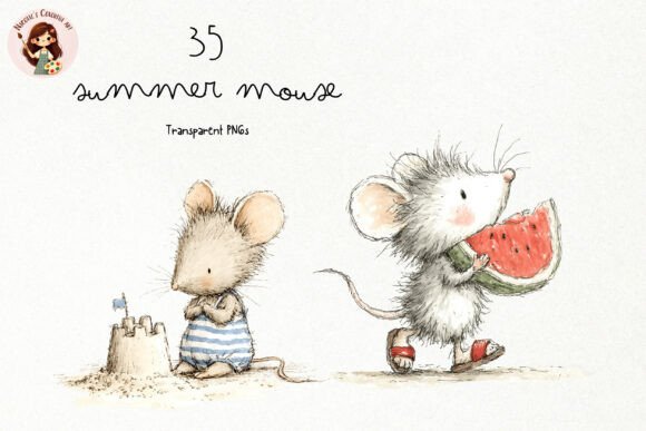 Cute Summer Mouse Storybook PNG Grafik Druckbare Illustrationen Von Nicolle's Colorful Art