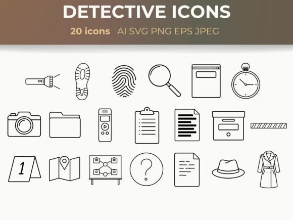 Detective & Investigation Line Icons SVG