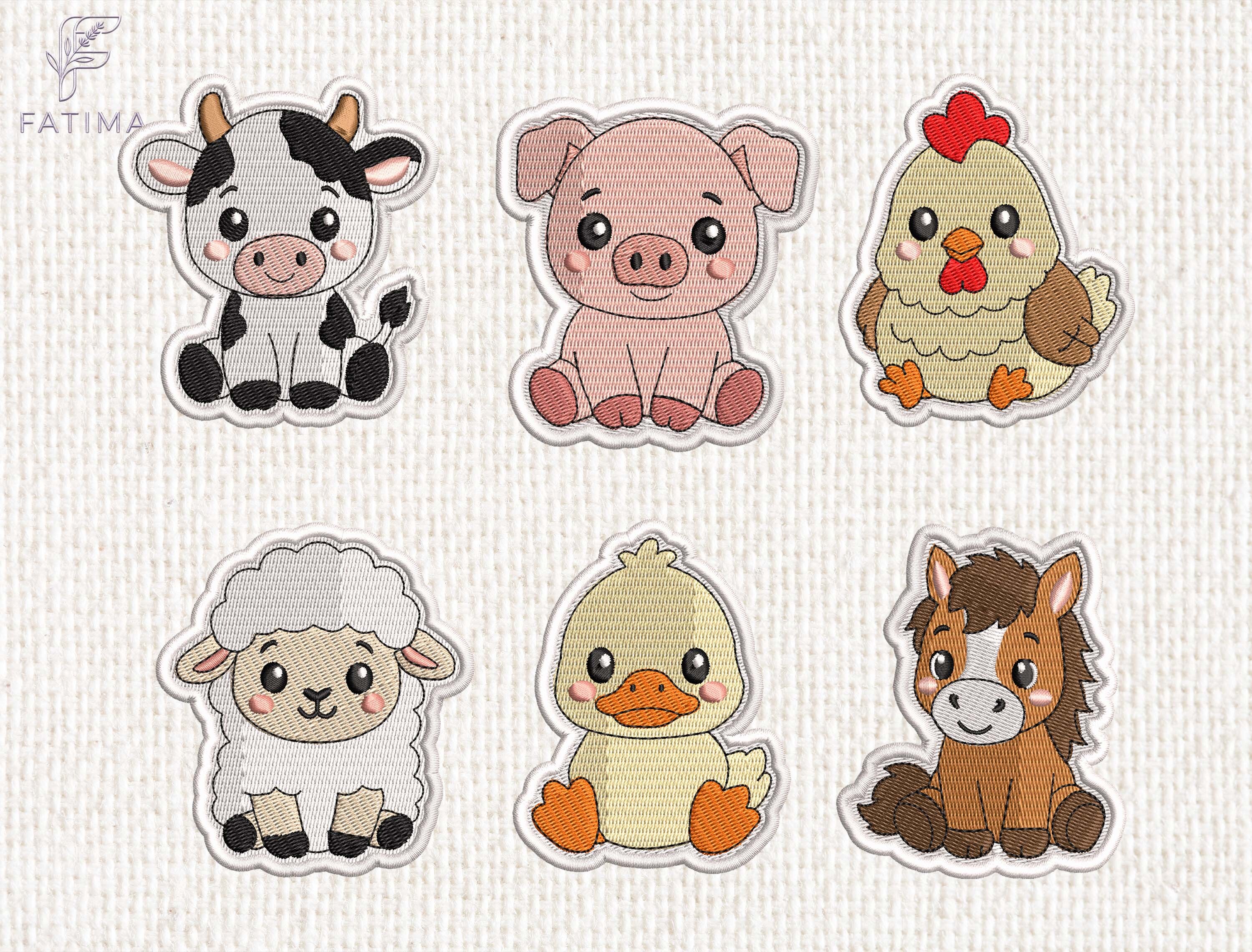 Farm Animal Patch Embroidery Design Set