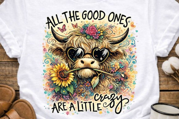 Funny Crazy Highland Cow Sarcastic PNG Graphic T-shirt Designs By TrendyCreative