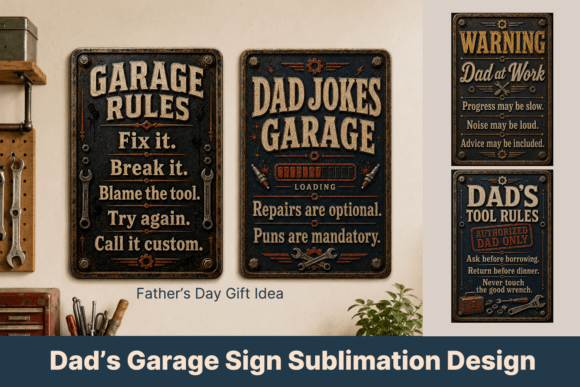 Funny Fathers Day Garage Signs Png Gráfico Manualidades Por KMarinaDesign