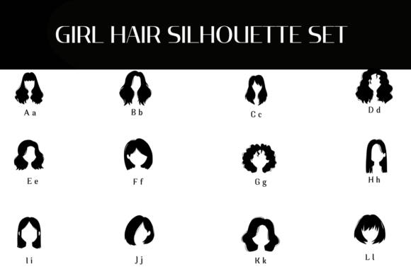 Girl Hair Silhouette Set Font - Preview 1