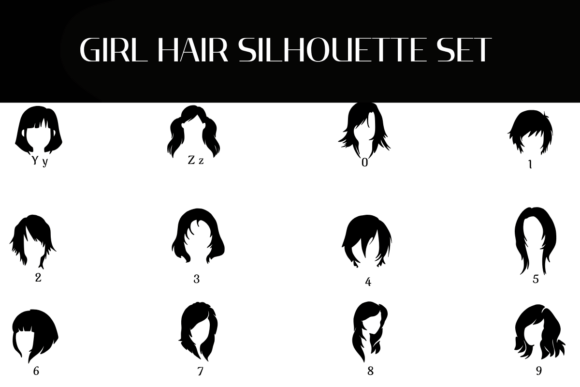 Girl Hair Silhouette Set Font - Preview 3