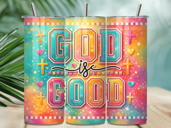 God is Good Colorful Christian Tumbler