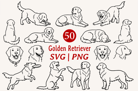 Single-line golden retriever face outline doodle SVG for minimalist Cricut shirt projects