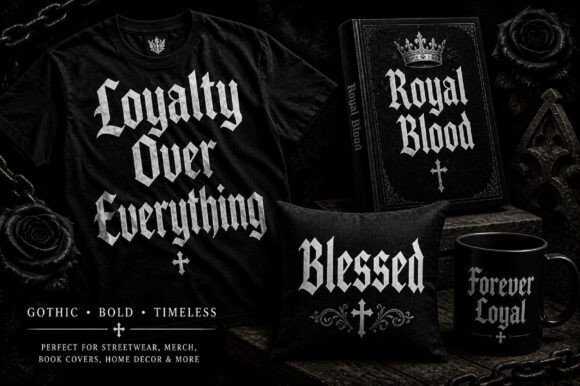 Gothic Old English Font PNG with transparent background - Preview 3