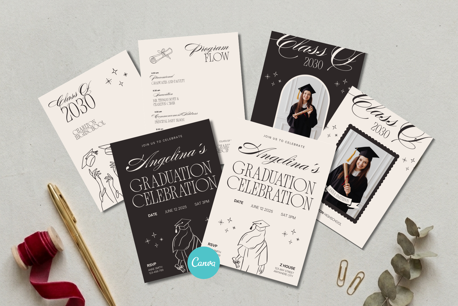 Graduation Template Bundle Canva Graphic by Anny Sketches · Creative ...