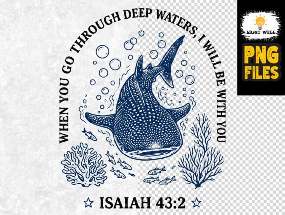 Isaiah 43:2 Whale Shark Bible Verse PNG