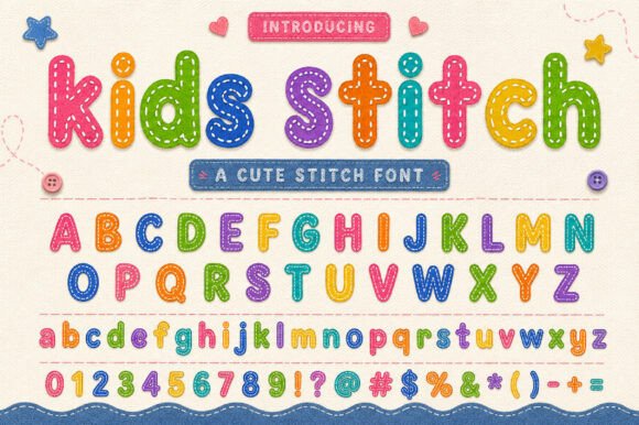 Kids Stitch Font PNG with transparent background - Preview 4