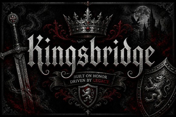 Preview specimen of Kingsbridge blackletter font