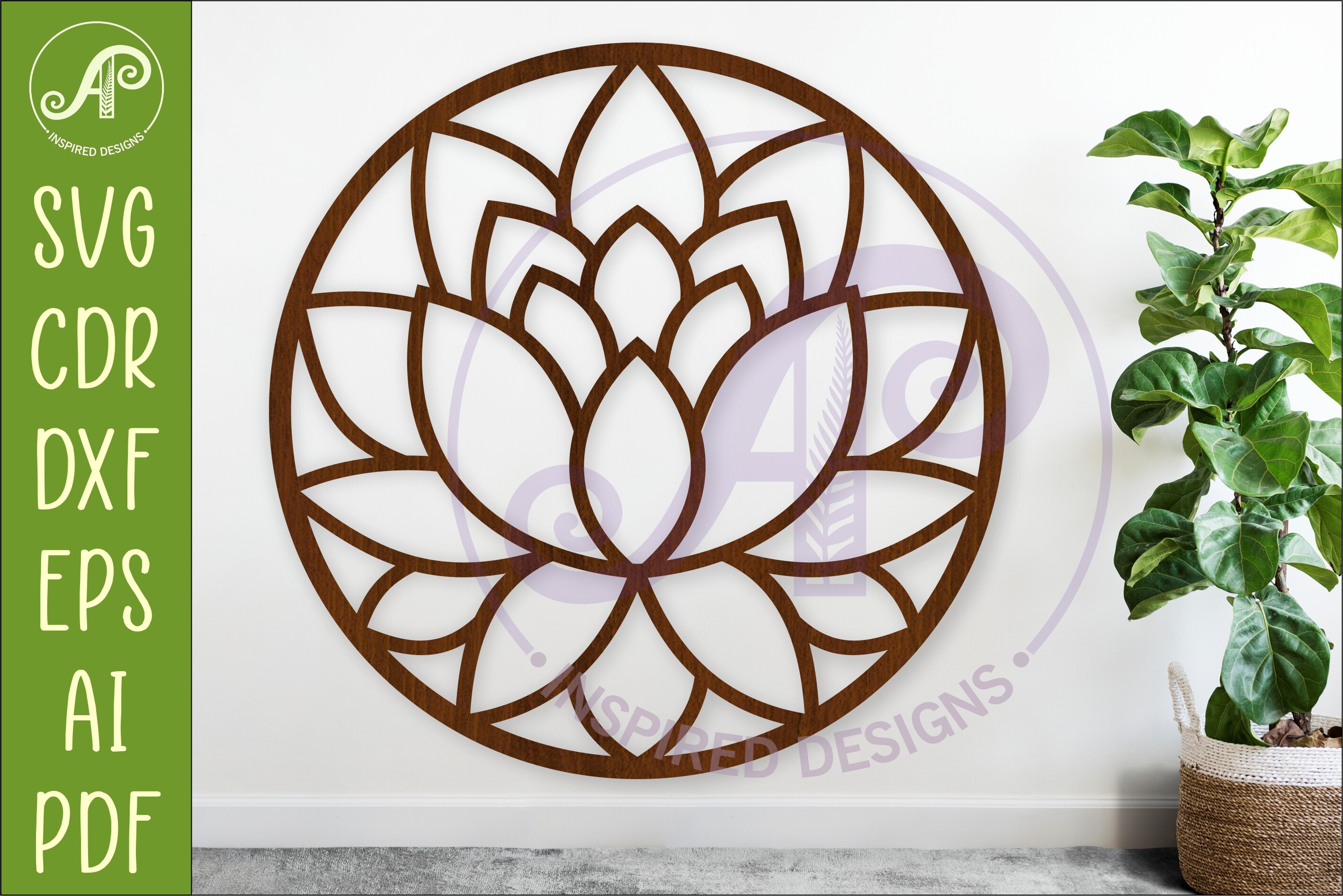 Lotus Flower Wall Art SVG Round Mandala · Creative Fabrica