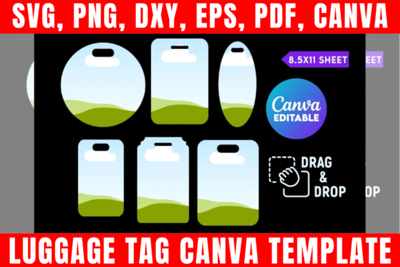 Luggage Tag Editable Canva Template